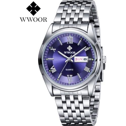 WWOOR Men Watch Waterproof Luminous Date Calendar Display Fashion Japanese Movement Analog Quartz Wristwatch relogio masculino