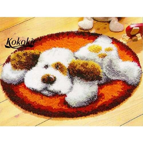 Latch hook kits diy rug dog printed floor mat cartoon handicraft embroidery yarn needlework Foamiran accessories for crafts