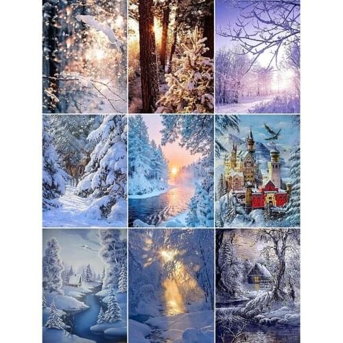 Full Square Diamond Embroidery Sale Winter Landscape Diamond Mosaic Snow Scenery Diamond Painting Cross Stitch Rhinestone