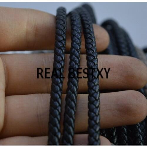 REAL BESTXY 5m/lot 4mm black Round Braided Leather Cord For Necklace Bracelet String Rope Thread Lace Jewelry Making DIY cords