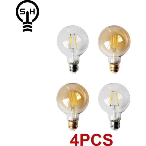 4pcs/lot Chrismas Hot Size Filament Bulb G80 E27 6W Bombillas 220V-240V Chrismas Decor Vintage Lamp Home Decoration