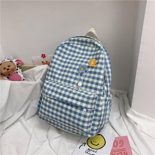 2021NEW Backpacks Plaid Pattern Womens Backpack Fashion College Students School Bags for Girls Teenager Casual Female Schoolbag