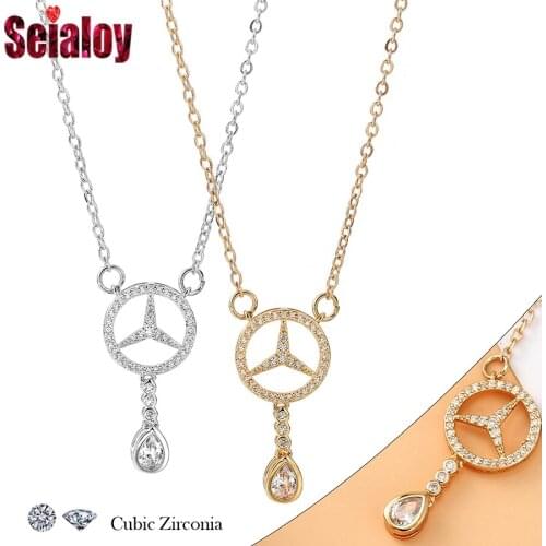 Seialoy New Fashion CZ Water Drop Pendant Necklace For Women Men Exquisite Crystal Couples Necklace Lovers Collar Jewelry Gift
