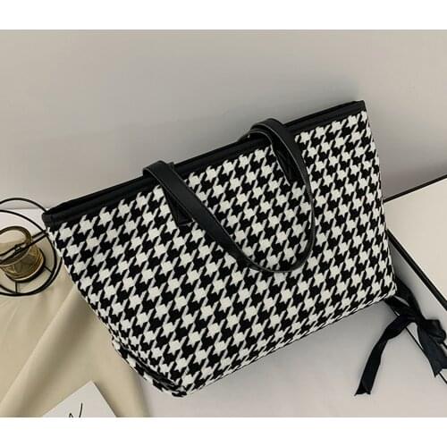 Fashion Plaid Shoulder Bags for Women Casual Vintage Large Capacity Tote Handbags Travel Female Ladies Shopping Square Bag Hot