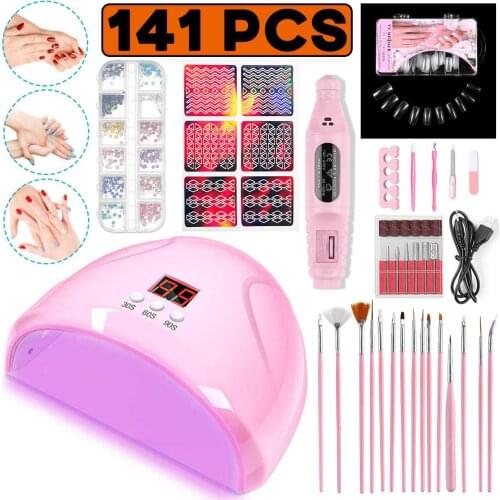 UV LED Nail Lamp Nail Art Gels Dryer Nail Pen Polisher Manicure Nail Accessories Tools Set Drying Nail Polish Lamp Manicure Tool