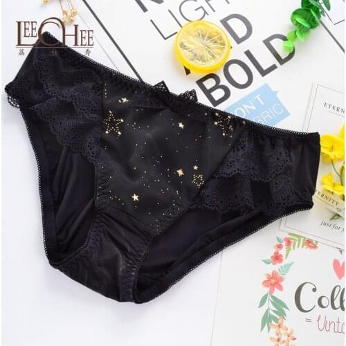 Cartoon cherry pattern cute girl comfortable seamless printed panties embroidered low waist sexy lace-up bow-knot panties girls