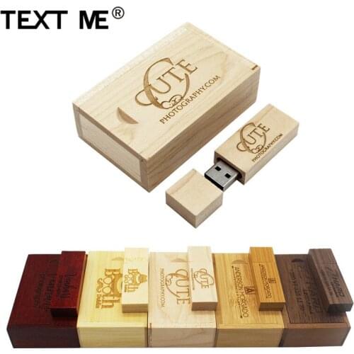 TEXT ME Carbonized bamboo walnut wooden+box LOGO usb flash drive 4GB 8GB 16GB 32GB 64GB usb 2.0 photography gift U