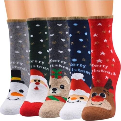 Women Christmas Socks Creative Santa Claus Snow Elk Happy New Year Gifts Fashion Autumn Winter Female Socks