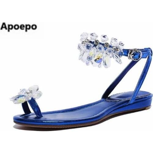 Newest brand women summer sandals bling Rhinestone flats shoes women flip flops ladies sandals 2018 hot sales sandales femme