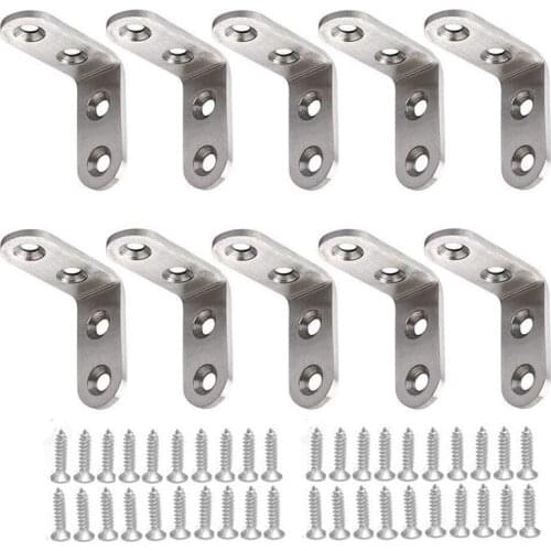 10Pcs 50X50MM with Screws Heavy-Duty "L"-Shaped Decorative Joint Corner Bracket Shelf Rack Wall Mount Bracket