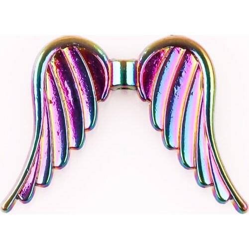 10pcs Rainbow Color Alloy Angel wings feathers Pendant charms for Necklace Choker DIY Jewelry Accessories Women Girl gifts