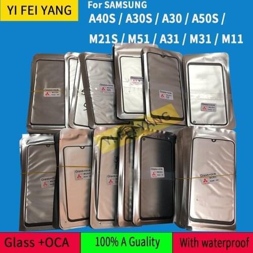 10PCS GLASS +OCA LCD Front Outer Lens For Samsung A40S A30S A30 A50S M21S M51 A31 M31 M11 Glass With OCA Glue Replacement