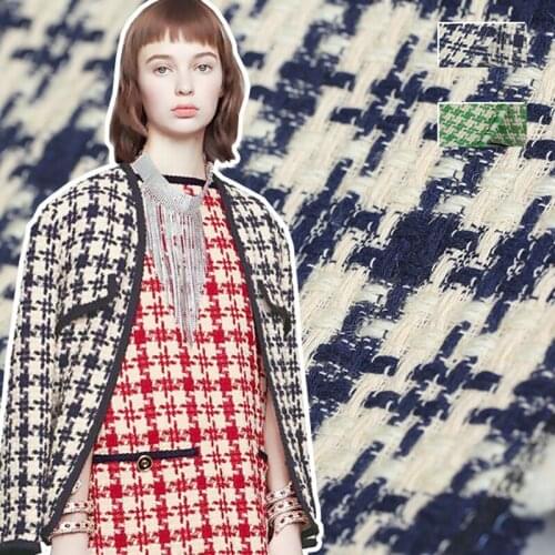 145CM Wide 420G/M Weight Knitted Green Blue Cotton Polyester Viscose Fabric for Autumn Winter Dress Jacket Coat DE1070