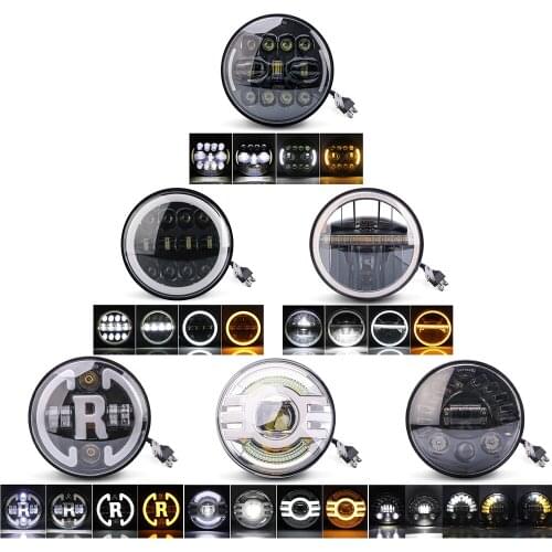 2pcs 7 Inch Car Headlight Bulbs Led Hi/Lo Auto Led Headlight Angel Eyes Fog Lights Assembly For Harley Jeep BMW Wrangler OffRoad