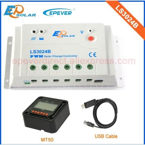 24V PWM 30A solar reulator EPEVER Brand EPsolar LandStar series LS3024B 30amps MT50 remote Meter and USB cable PC connect