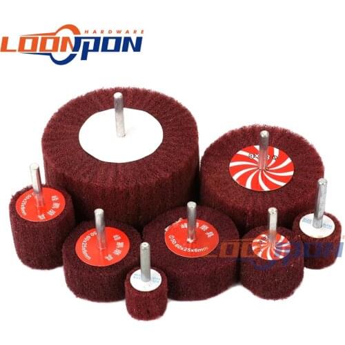 Fiber Wheel 20mm-100mm Non-woven Flap Sanding Wheel 6mm Shank Fiber Abrasive Scouring Pad for Metal Cleaning 320