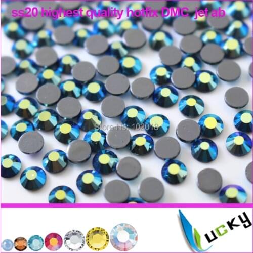 Freeshipping 1440pcs 2014 new design DMC ss20 iron on crystals jet ab hotfix rhinestones with glue good water and heat test
