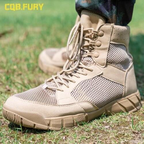 Spring midband mesh air permeable combat boots tactical desert mountaineering Marine male special forces fan training boots