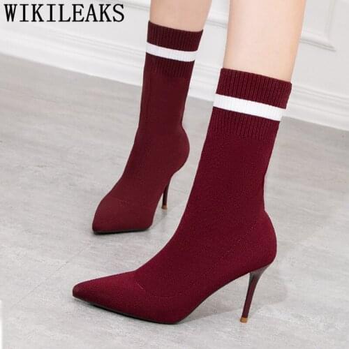 Designer Boots Women Luxury Fashion Black Fetish High Heels Boots Women Ladies Shoes Stiletto Sock Boots Botines Mujer 2020 Buty