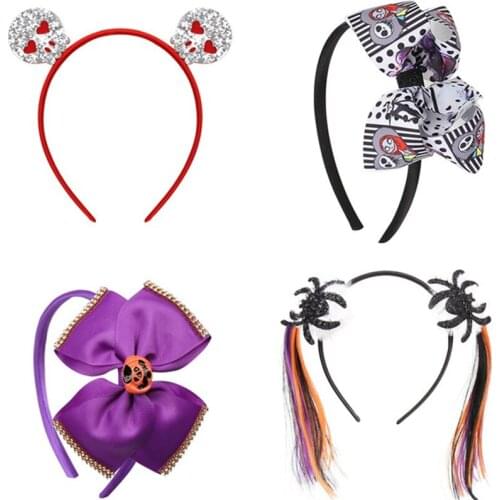 Kids Girls Halloween Cartoon Headband Childrens Lovely Hair Band Hoops Baby Print Bow 2021 Fashion Hair Accessories Headwear
