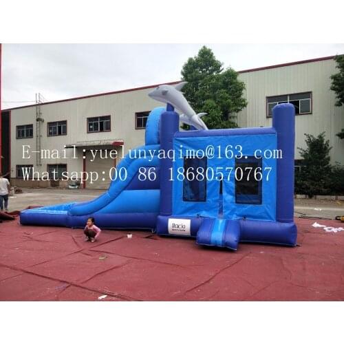 Factory direct inflatable pool slide / Dolphin pool slide / large land slide for sale YLYS-712