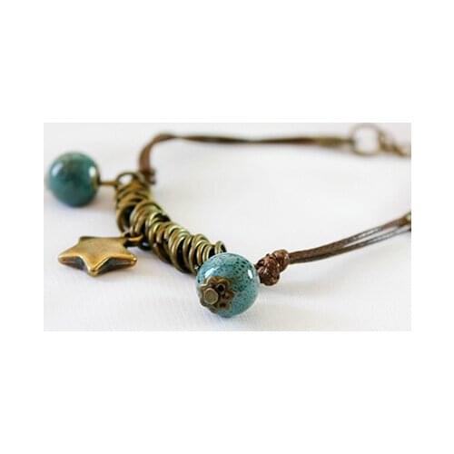 Southings tile porcelain handmade vintage brief ceramics hand-rope bracelet anklets accessories