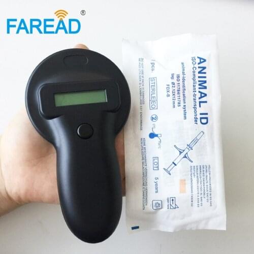 X80pcs injectable Microchip syringe 2.12*12mm 134.2KHz +x1pc ISO11784/5 FDX-B USB Animal identification RFID tag chip reader