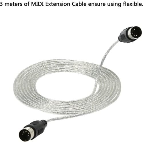 MIDI Extension Cable 3 Meters / 10ft Converter 5 Pin Plug Male to Male Connector Adapter for MIDI devices