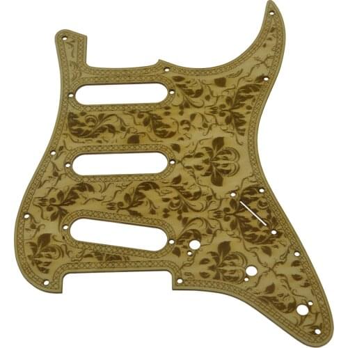 KAISH 11 Hole Floral Style ST SSS Maple Guitar Pickguard for Strat Wood Scrach Plate for Fender for Stratocaster
