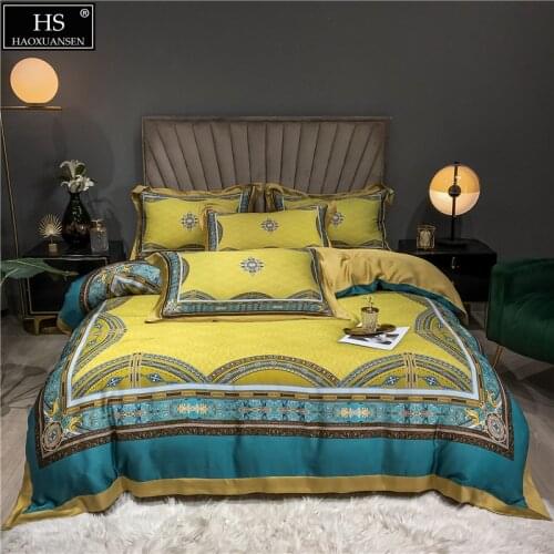 Luxury Baroque Paisley Tencel Lyocell 4Pieces Bedding Set Summer Thin Quilt Sheets Pillowcase Duvet Cover Lightweight Comforter