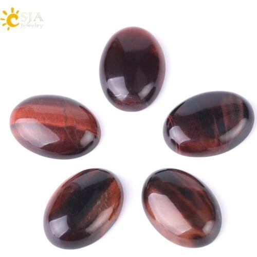 CSJA Red Tiger Eye Natural Stone Cabochon Beads for DIY Jewelry Fashion Ring Accessories Dome Bead Handcrafted Material 1Pc F514