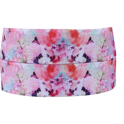 Flora Ribbons multi-colors flower printed foe ribbon, wholesale 5/8" floral fold over elastic