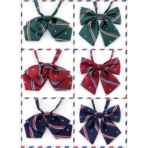 Cute Girls Womens Japanese Uniform JK Neck Bow Tie Striped Stars Lolita Bow knot Preppy Style