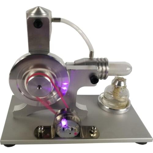 Miniature External Combustion Engine Model of Stirling Engine Generator with Startable Metal Cylinder