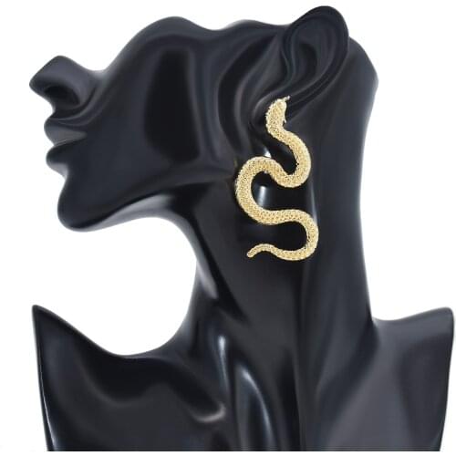 Fashion Punk Style Golden Alloy Snake-Shaped Earrings For Girls New Simple Animal Carving Long Earrings Jewelry Gift Accessories