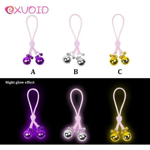 EXVOID Soft Nipple Clip Bell 1 Pair Breast Clamp BDSM Bondage Fetish Slave Restraint Noctilucous Rope Sex Toy For Couples