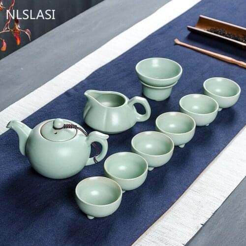 Nine sets of kiln tea set suit ceramic Tea set opening set of gifts home gift teapot tea set drinking utensils set dropshipping