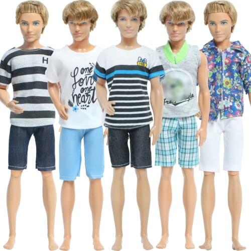 Mix 5 Piece Set Prince Doll Fashion Casual Set Clothes for Barbie Doll Boyfriend For Ken Doll Best Child Accessories Toys