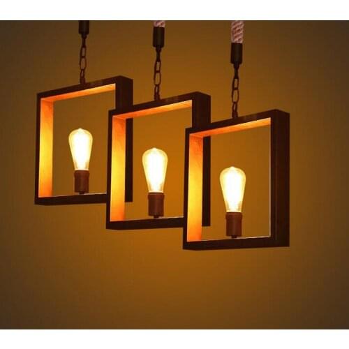 Newest Art Deco Vintage E27 pendant light LED lamp metal cube cage lampshade light hanging light fixture for ktv/Bart Art Lights