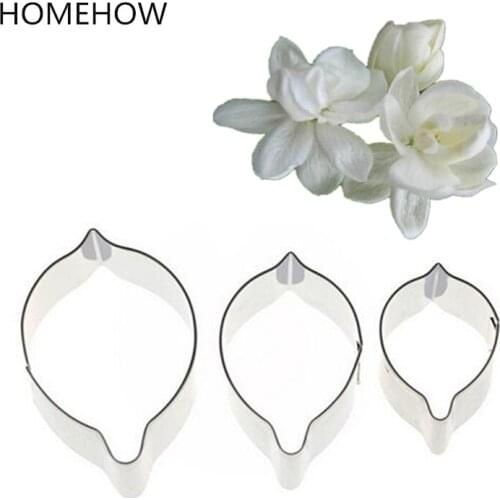 2017 New Arrival 3PCS/Set Stainless Steel Jasmine Flower Cake Molds Kitchen Baking Tools Cake Decorating Flower Making Mold