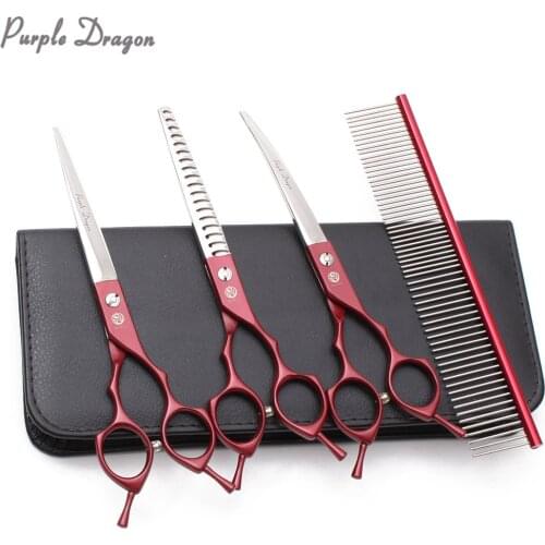 Pet Scissors Add Bag 6.5" 7" JP 440C Dog Grooming Comb Straight Scissors Thinning Shears Down Curved Shears Animal Shears Z3009