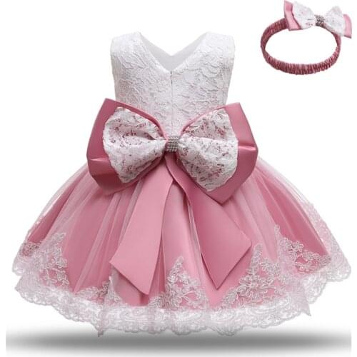 Baby Girl Dress 3pcs Elegant Princess Dress Birthday Party Dress Toddler Ball Gown Christening Gowns Infant Vestido For 0-2Yrs