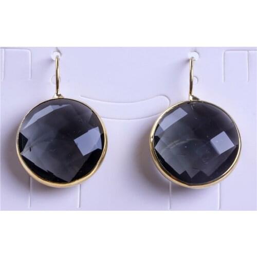 Charms jewelry multi color red black brown blue round oval triangle shape glass with pure gold color rim women dangle earring