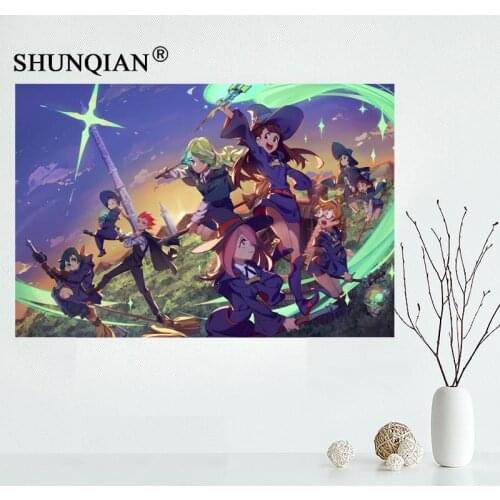 Custom Canvas Wall Decor Little Witch Academia Colorful Poster Cloth Wall Silk Fabric Posters And prints Home Decor Painting