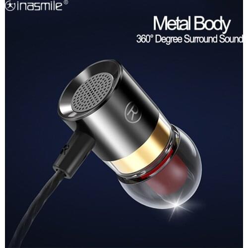 Stereo Bass Wired Earphone 3.5MM Metal In-ear Earphones with Microphone Gaming Hifi Headset for Phone Xiaomi Samsung Huawei