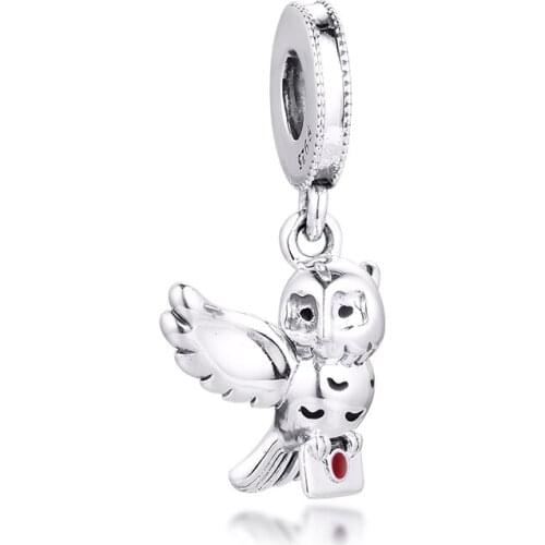 CKK Silver 925 Jewelry Hedwig Owl Dangle Charm Fits Original Bracelets Sterling Silver Beads