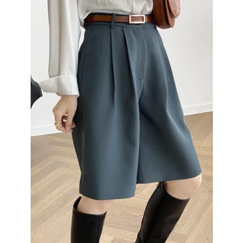 Office Lady Work Wear Casual High Waist Suit Shorts Women Spring Autumn Korean Brief Solid Loose Five Point Shorts