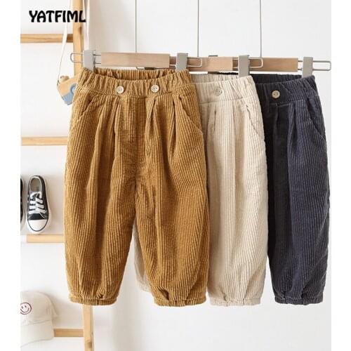 YATFIML Pants Winter Corduroy Thick Cotton Pants Stretch Waist Kids Pants Warm Children Trousers Baby Girls Boys Thicken Pants