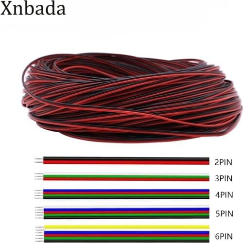 Led Wire Cable 22AWG 2Pin/3Pin/4Pin/5Pin/6pin For WS2812B WS2811 5050 2835 5730 Led Strip Light 5m/10m/20m/50m/100m