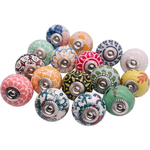 1pcs Assorted Multicolor Vintage Floral Ceramic Round Drawer Knobs Dresser Cabinet Cupboard Wardrobe Pull Handles Door Knobs